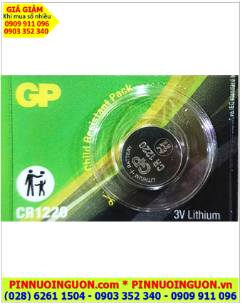 GP CR1220 DL1220, Pin 3v Lithium GP CR1220 DL1220 chính hãng, MẪU MỚI